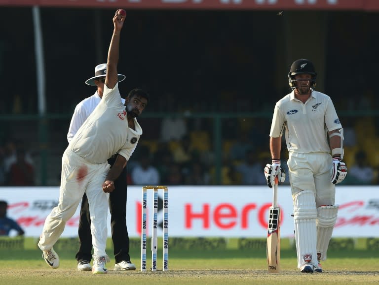 India's Ravichandran Ashwin (left) claimed his 200th Test wicket on the fourth day of the first Test against New Zealand in Kanpur, on September 25, 2016