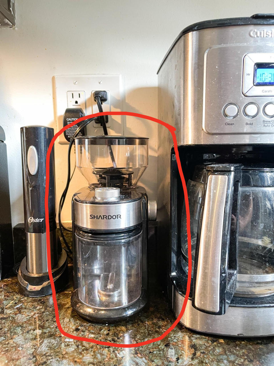 Coffee grinder on the author's countertop