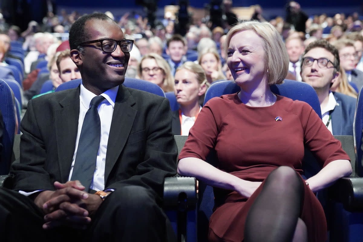 Chancellor Kwasi Kwarteng attends the Conservative Party Conference with Prime Minister Liz Truss (PA)