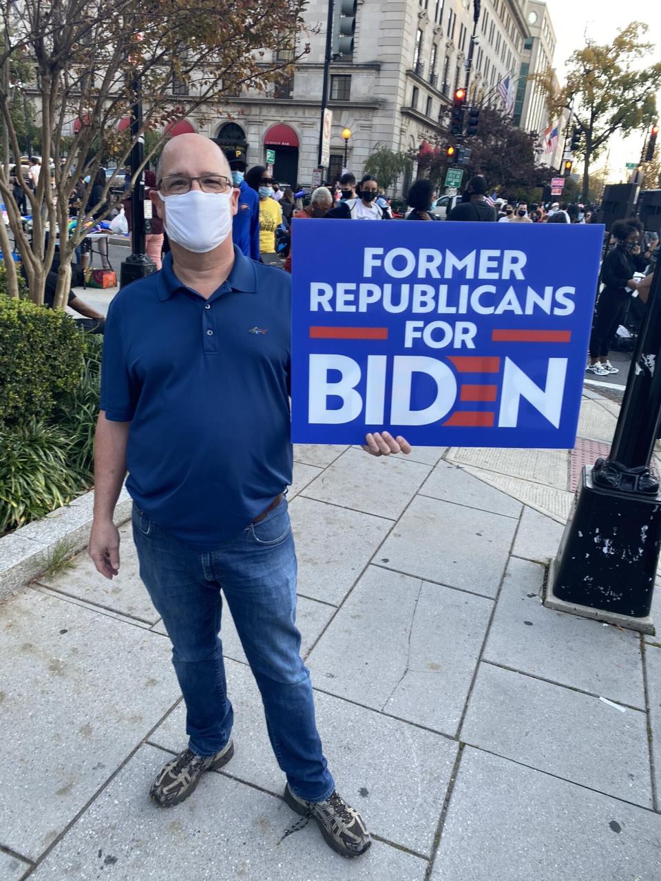 Ken drove from Annapolis, Maryland, to participate in the celebration in Washington, D.C., once he heard that Joe Biden had become the president-elect.  (Photo: Philip Lewis/HuffPost)