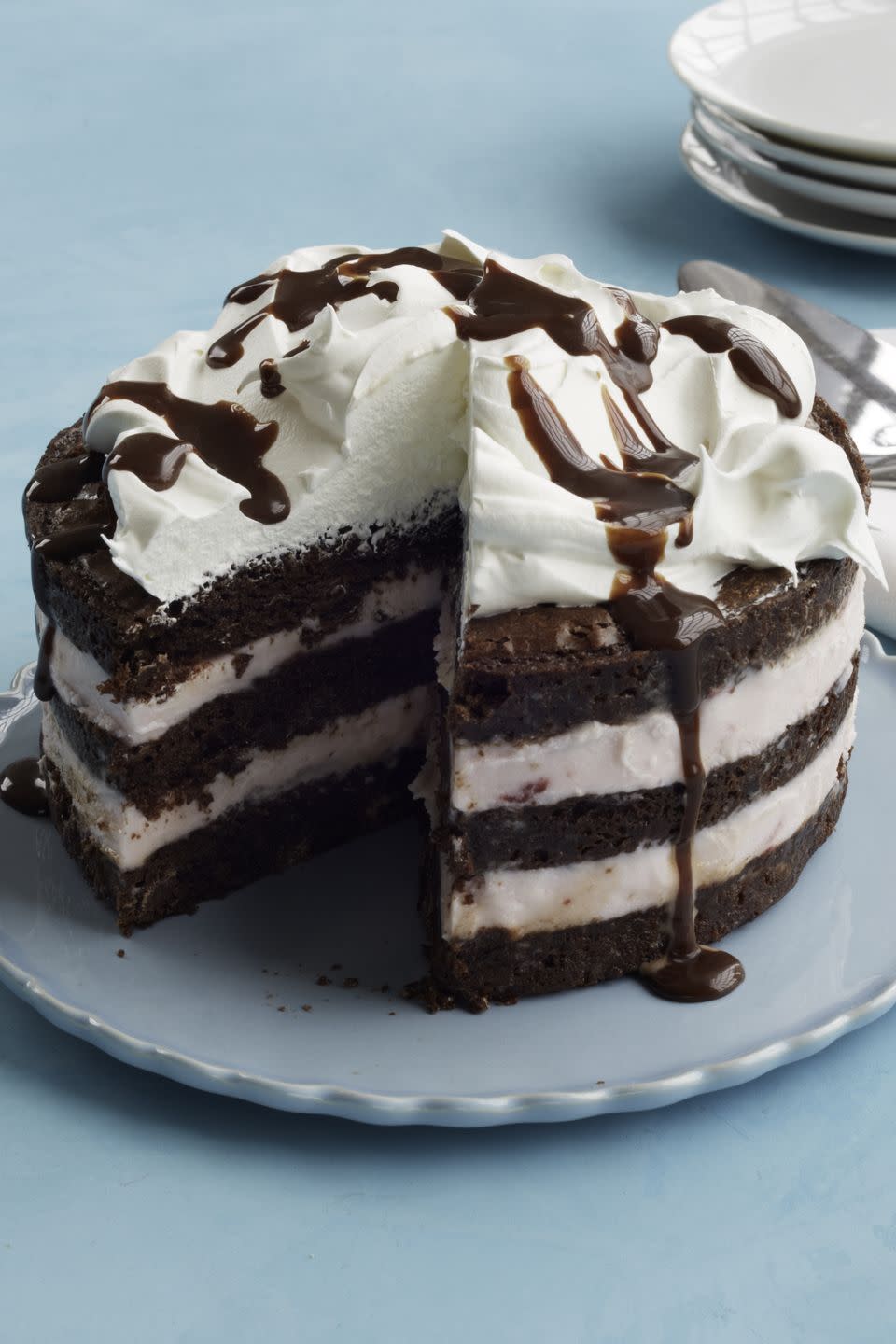 Neopolitan Brownie Ice Cream Cake