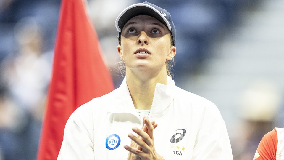 Iga Switaek (pictured) applauds after winning the US Open.