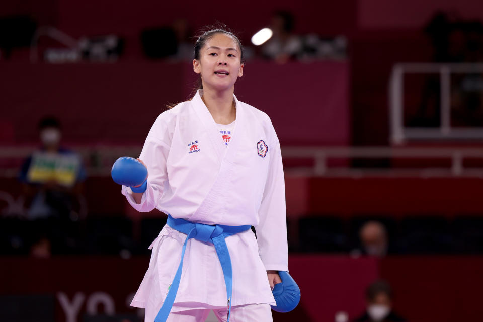 文姿云在東京奧運空手道對打女子55公斤級拿下銅牌。 (Photo by Harry How/Getty Images)