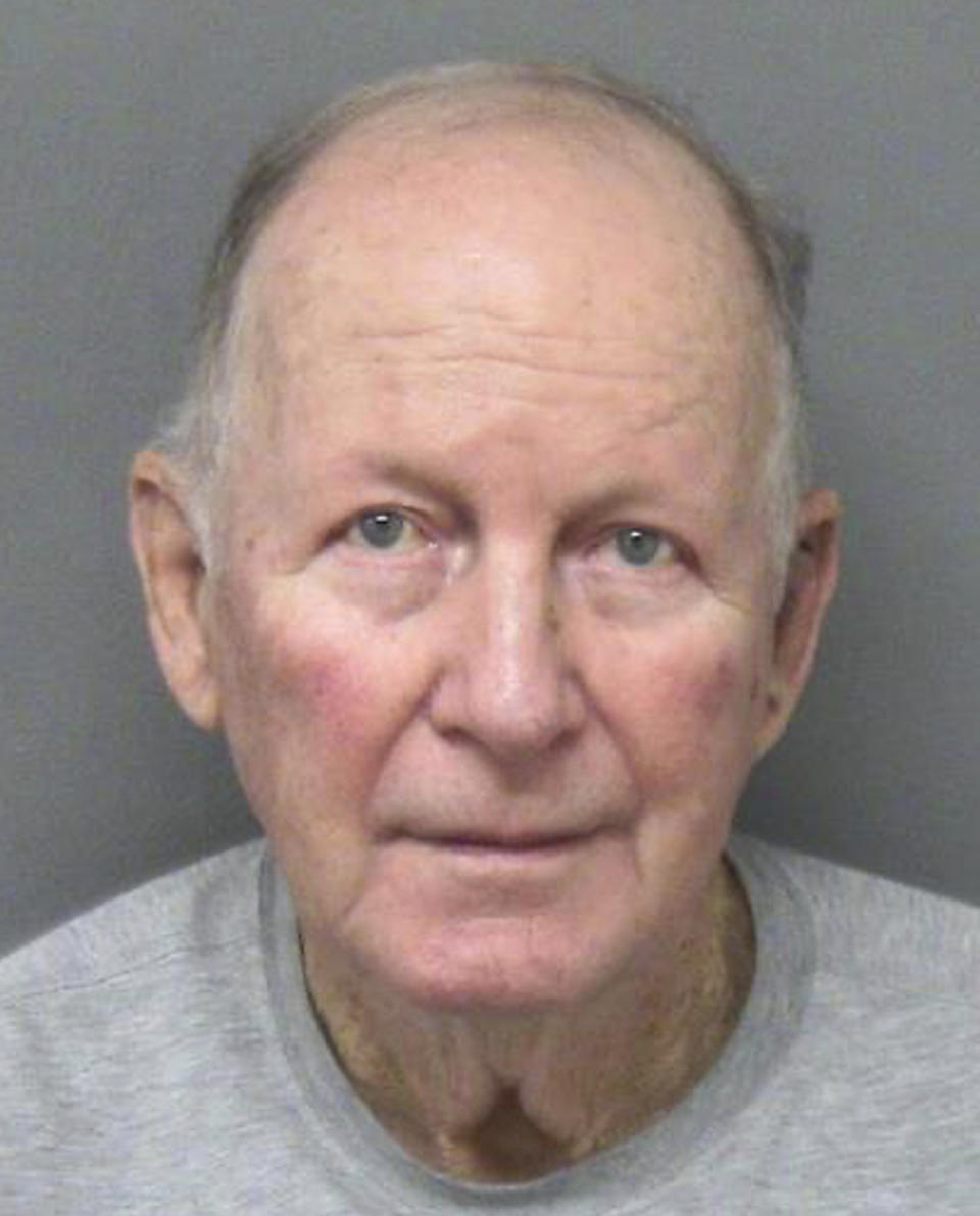 This booking photo released by the Clark County, Ohio, Sheriff's Office, shows William Brock, an Ohio man who authorities say fatally shot an Uber driver who he thought was trying to rob him after scam phone calls deceived them both. Brock, 81, is charged with murder, felonious assault and kidnapping in the March 25, 2024, shooting death of Uber driver Loletha Hall. (Clark County Sheriff's Office via AP)