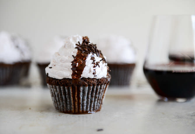 <strong>Get the <a href="http://www.howsweeteats.com/2013/02/dark-chocolate-fudge-merlot-cupcakes/" target="_blank">Dark Chocolate Fudge Merlot Cupcakes recipe</a>&nbsp;from How Sweet It Is</strong>