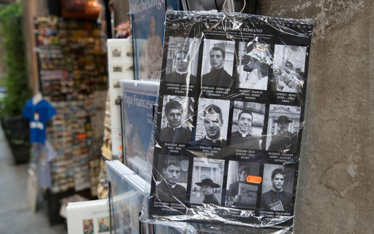 Many news stands now sell 'hot priest' calendars as well as souvenirs for tourists