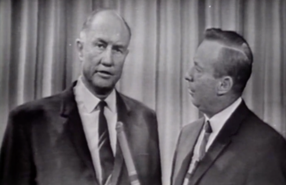 Sen. Strom Thurmond (left) interviewed by CBS News correspondent Robert Pierpoint (right). / Credit: CBS News Archives