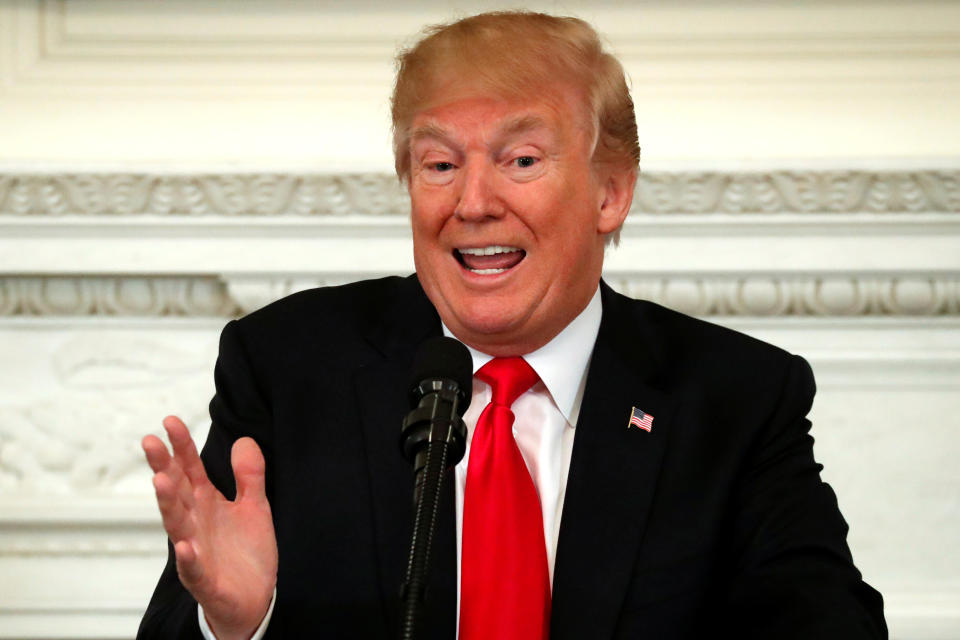 President Trump hosts a discussion about school shootings with state governors at the White House on Monday. (Jonathan Ernst/Reuters)