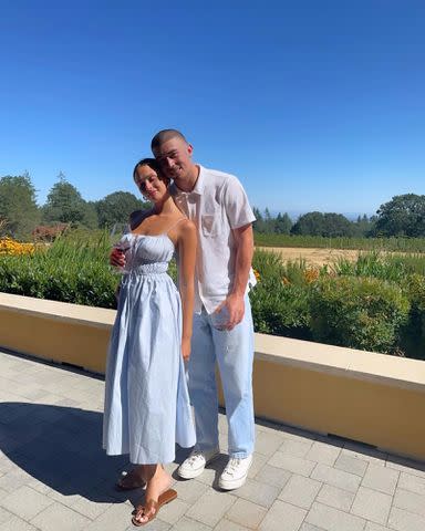 <p>Emma MacDonald Instagram</p> Emma MacDonald and Payton Pritchard at a winery in August 2023