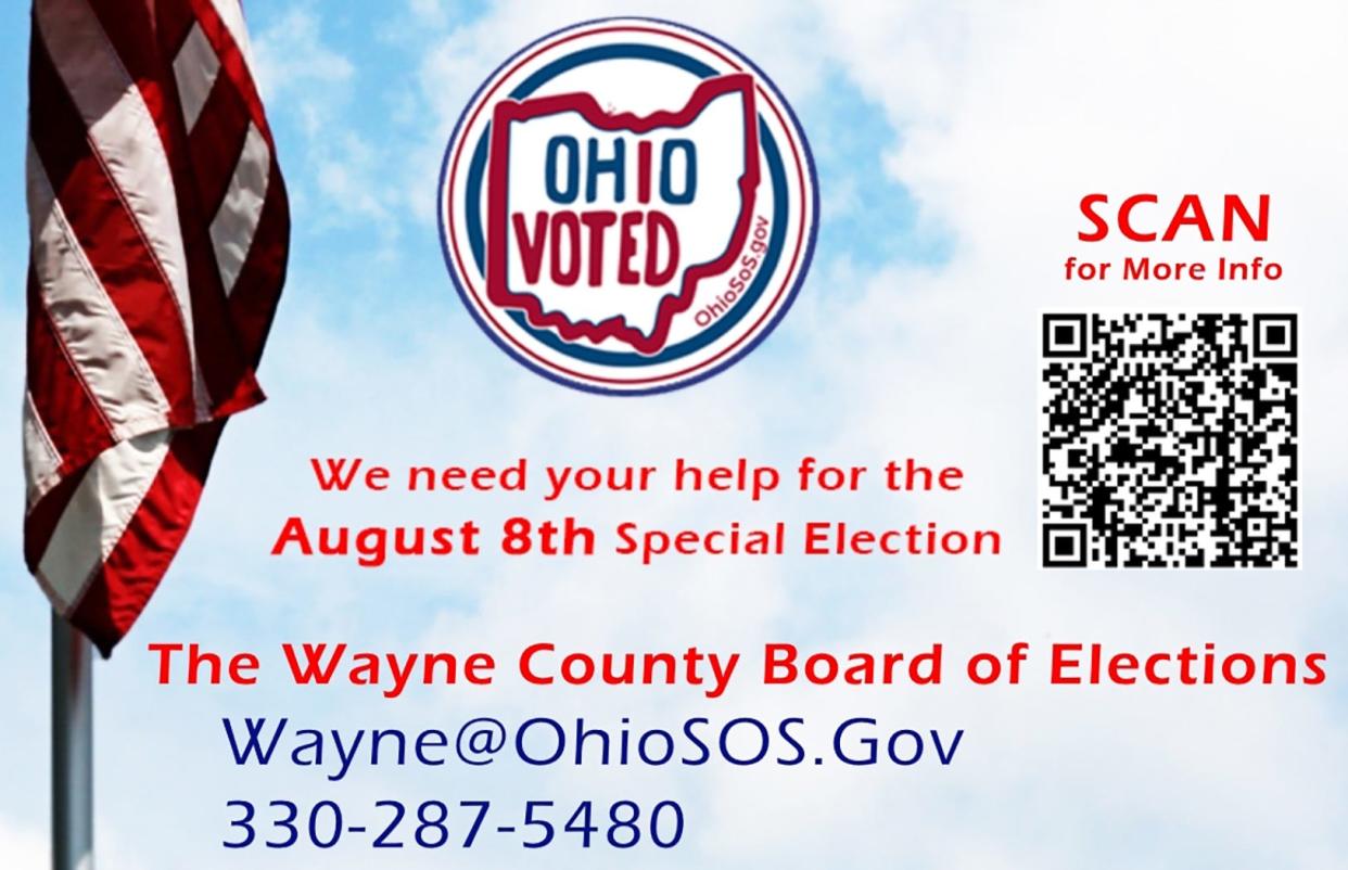 The Wayne County Board of Elections seeks poll workers for the Aug. 8 Special Election. The outcome of the Special Election will determine if any proposed amendment to the Constitution of the State of Ohio receives the approval of at least 60 percent of eligible voters voting on the proposed amendment to pass.