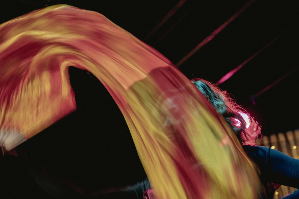 Fifi Deluxx, a burlesque dancer, performs on stage at Dru’s during Sapphic Sunday, a night of queer and drag entertainment.<span class="copyright">Andrea Morales for TIME</span>