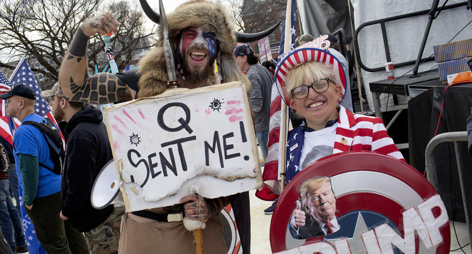 WASHINGTON, D.C. - DECEMBER 12: Trump supporter and QAnon follower Jake 