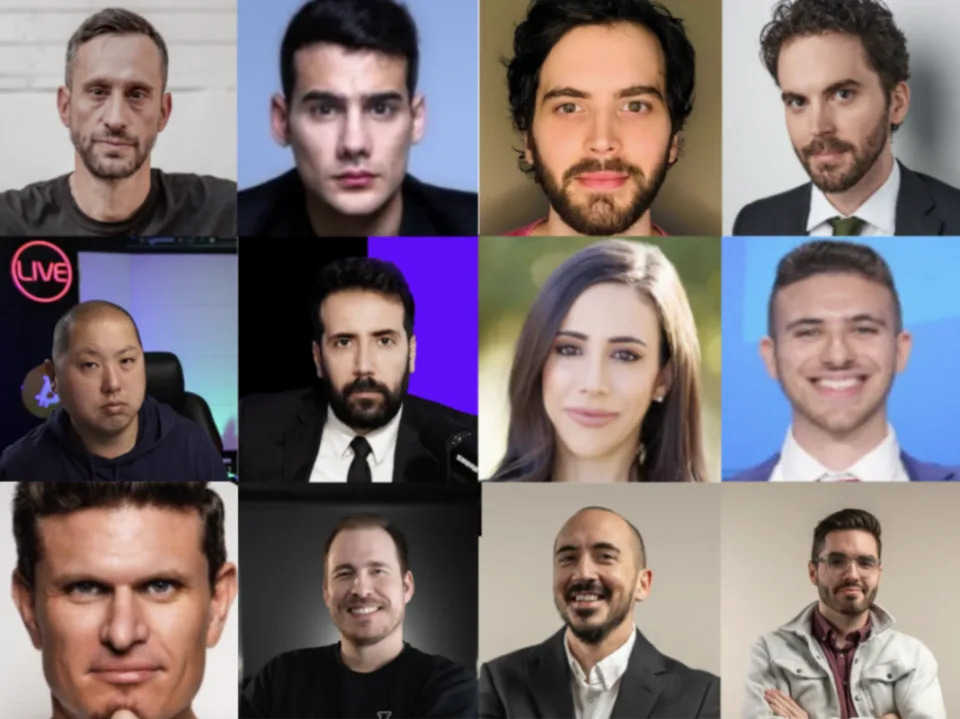 <em>Left to Right, Row 1: Scott Melker - The Wolf of All Streets, Mario Nawfal - Roundtable Host, Aaron Arnold - Co-Host of Altcoin Daily, Austin Arnold - Co-Host of Altcoin Daily. Row 2: George Tung - Host of CryptosRUs, David Gokhshtein, - CEO of Gokhshtein Media, CryptoWendyO - Host of The O Show, Gav Blaxberg - CEO/Founder of WOLF Financial. Row 3: Kyle Chasse - Founder of MV Global, Kelly Kellam - Director at Bitlab Academy, Nick Valdez - Host at Discover Crypto, Joshua Jake - Host at Discover Crypto</em>