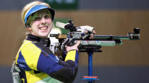 2016 Rio Olympics - Shooting - Final - Women's 10m Air Rifle Finals - Olympic Shooting Centre - Rio de Janeiro, Brazil - 06/08/2016. Virginia Thrasher (USA) of USA celebrates. REUTERS/Jeremy Lee