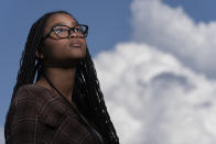 Harmony Kennedy, 16, a high school student, poses for a portrait in Nolensville, Tenn., on Tuesday, May 16, 2023. When the Tennessee legislature began passing legislation that could limit the discussion and teaching of Black history, gender identity and race in the classroom, to Harmony, it felt like a gut punch. "When I heard they were removing African American history, banning LGBTQ, I almost started crying," she says. (AP Photo/George Walker IV)