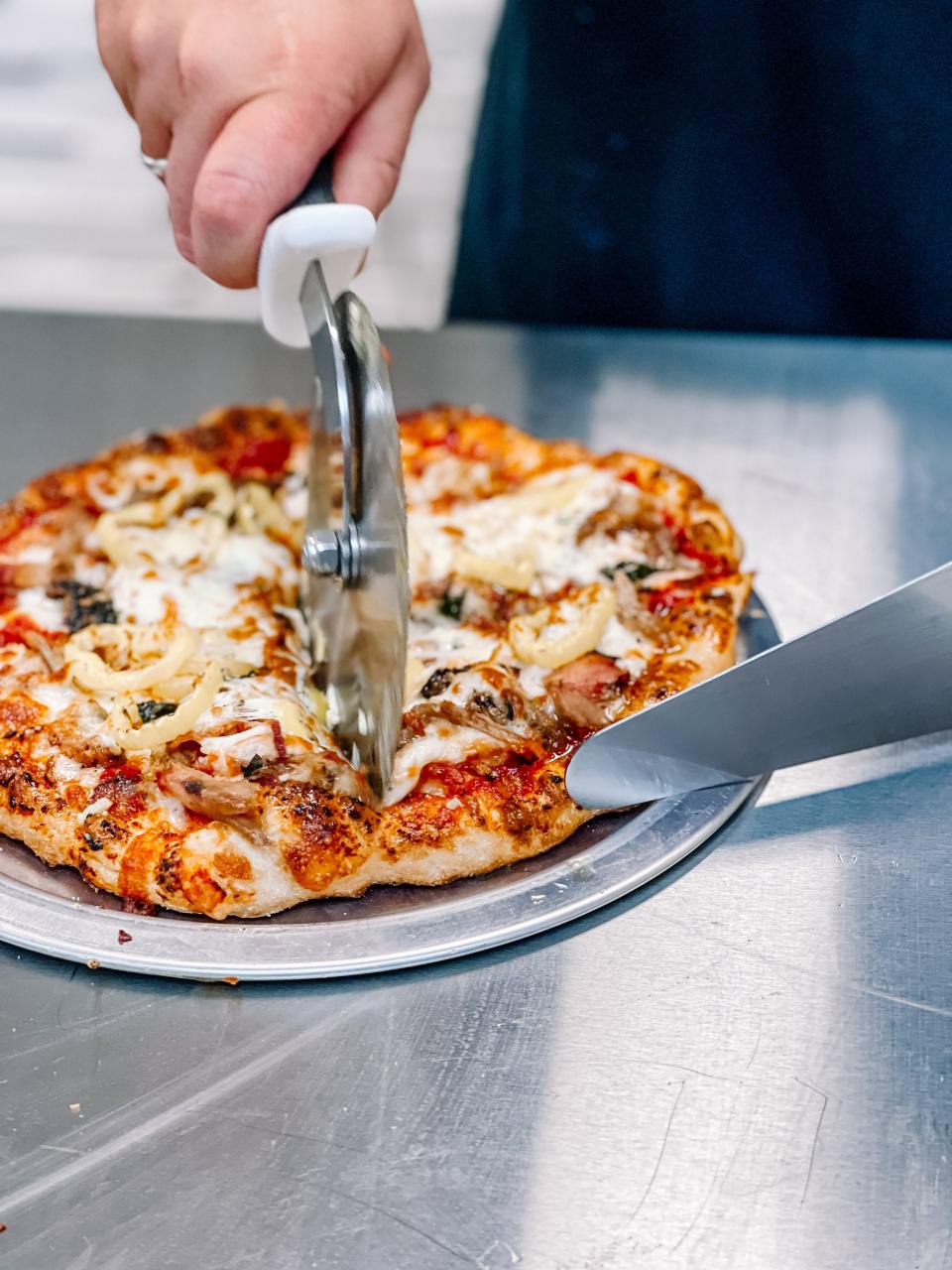 A build your own pizza at Bullseye Pizza in Seymour on July 1, 2022.