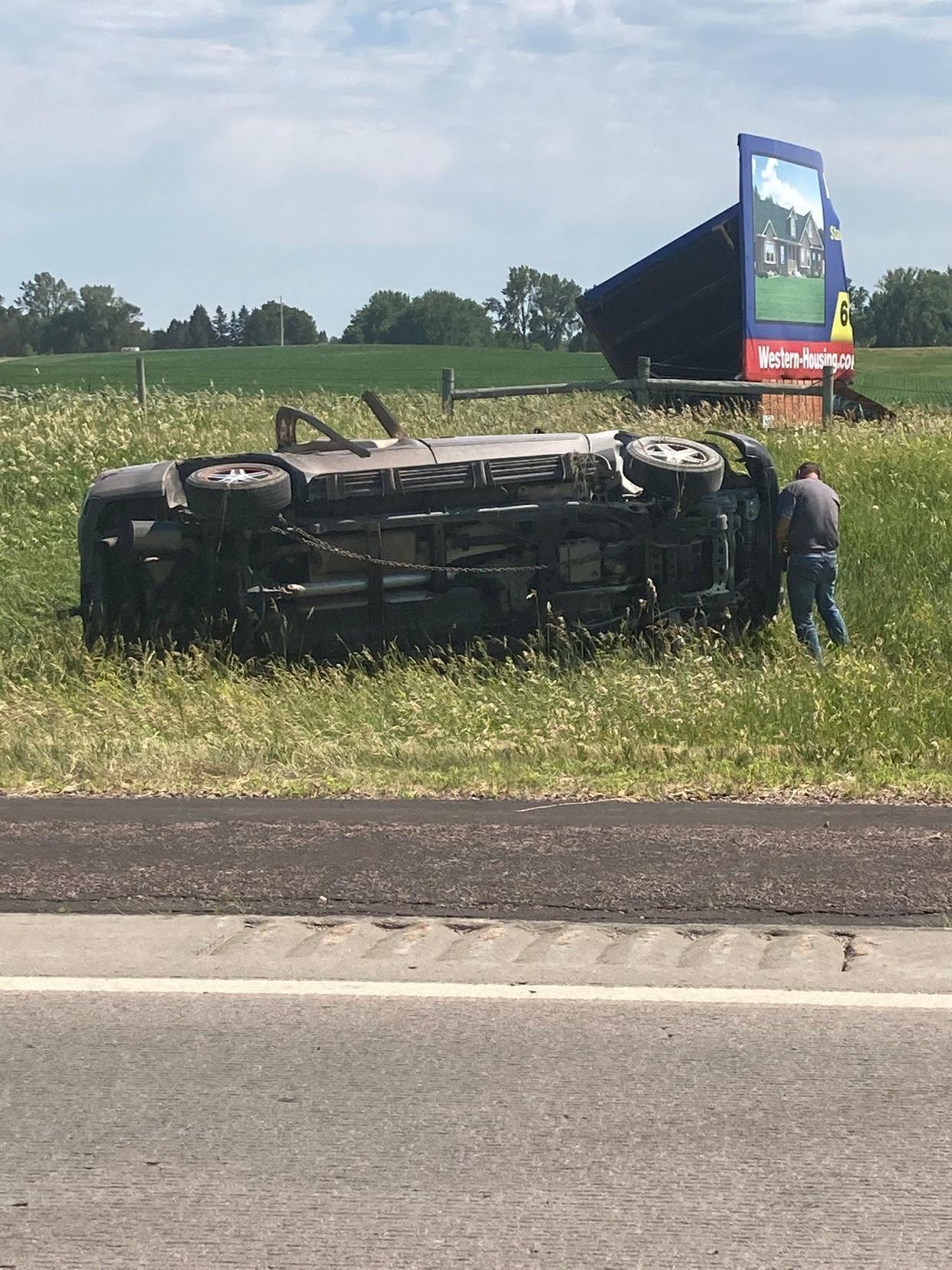 One person was seriously injured after a crash on Interstate 90 five miles west of Sioux Falls on June 29, 2022.