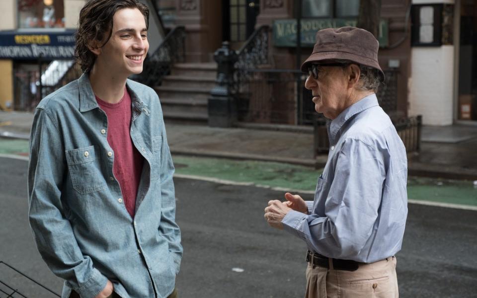 Woody Allen on the set of A Rainy Day in New York with Timothée Chalamet - Jessica Miglio