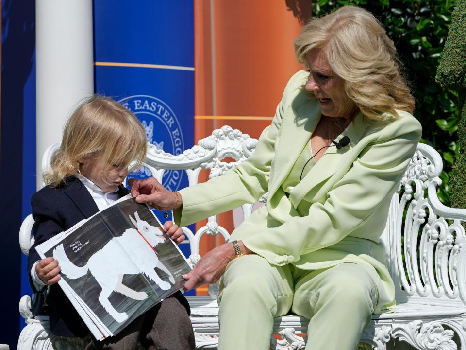 Jill Biden reads a book with her grandson Beau