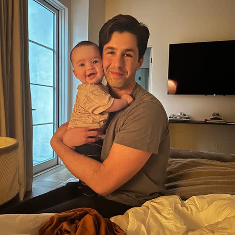 <p>Josh Peck Instagram</p> Josh Peck with his look-a-like son Shai Peck in March 2023.