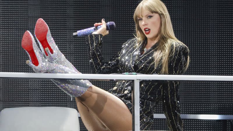 Taylor Swift performs at Levi’s Stadium in Santa Clara, Calif., on Friday, July 28, 2023. Swift is releasing a concert film called “Taylor Swift: The Eras Tour,” which will begin showing in theaters on Oct. 13.