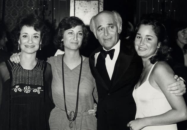 Lear, wife Frances Loeb and daughters Maggie Lear and Kate Lear attend the 30th annual Writer's Guild of America Awards on March 30, 1978, at the Beverly Hilton Hotel in Beverly Hills, California.