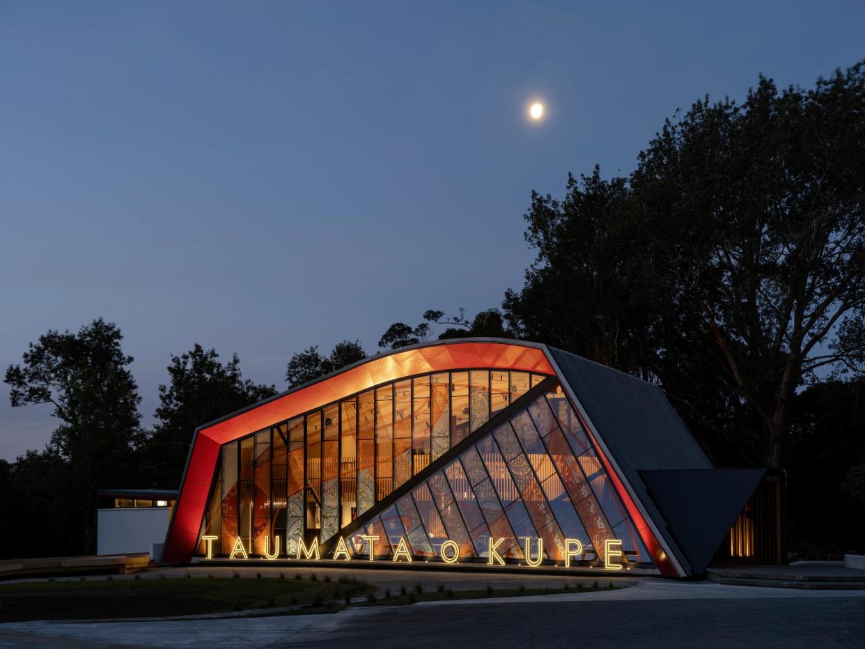 <span>Polychromatic frenzy … the Taumata o Kupe meeting house. </span><span>Photograph: David Straight</span>