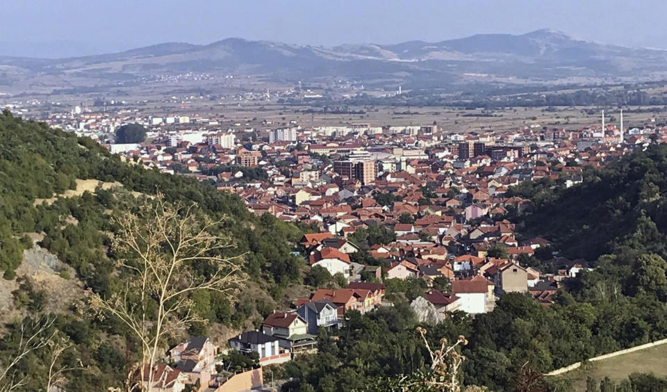 A general view of town Presevo, Serbia, Thursday, Sept. 6, 2018. In an ethnic Albanian-dominated region in southern Serbia that borders Kosovo and that has been widely assumed a potential bargaining chip in any land-swap deal between Serbia and its breakaway former province. (AP Photo/Zenel Zhinipotoku)