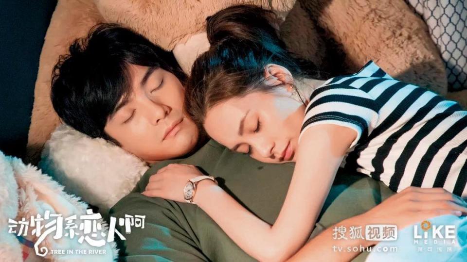 2017年阿嬌（右）首次拍攝台灣偶像劇《動物系戀人啊》，與賀軍翔演情侶。（翻攝自搜狐）