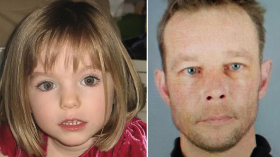 Madeleine McCann pictured left and suspect Christian Brueckner (right)