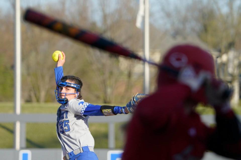 Kentucky starting pitcher Alexia Lacatena scattered seven hits and four runs over six innings to improve to 8-2 on the season.