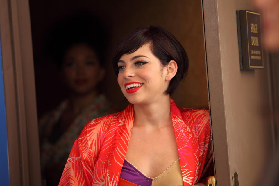 This 2012 publicity image released by NBC shows Krysta Rodriguez as Ana Vargas from the series "Smash." Rodriguez is starring in a new musical "First Date," about a blind date opposite Zachary Levi, who led the TV show "Chuck." (AP Photo/NBC, Eric Liebowitz)