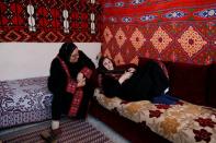 Palestinian woman, who forced to flee during the 'Nakba', with her family in Gaza City