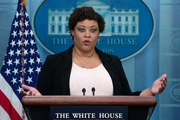 Office of Management and Budget Director Shalanda Young speaks during the daily briefing at the White House in Washington, Tuesday, May 30, 2023.