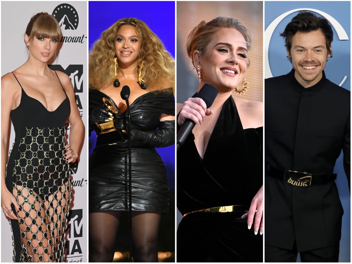 Taylor Swift, Beyoncé, Adele and Harry Styles (Getty Images)