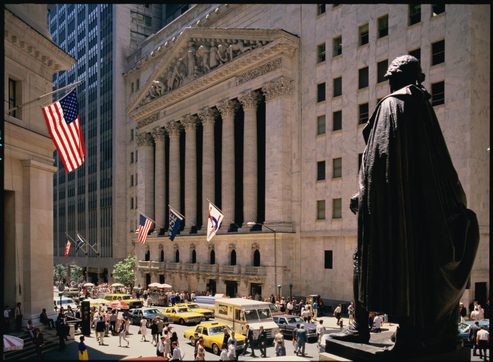 Fachada de la Bolsa de Nueva York, en la famosa Wall Street (New York Stock Exchange). Foto: Getty Images. 