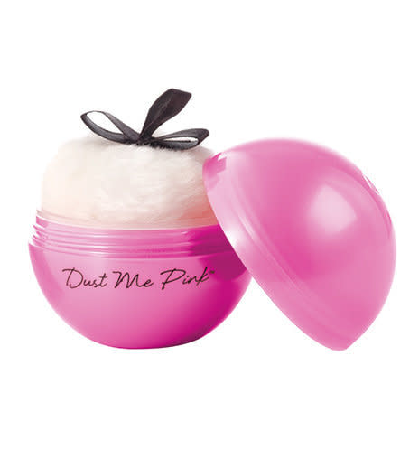 <a href="https://www.pureromance.com/shop/Foreplay-Fantasy/Bondage-Role-Play/Dust-Me-Pink-Kissable-Body-Powder-Barely-Berry" target="_hplink">$16 at Pure Romance</a>