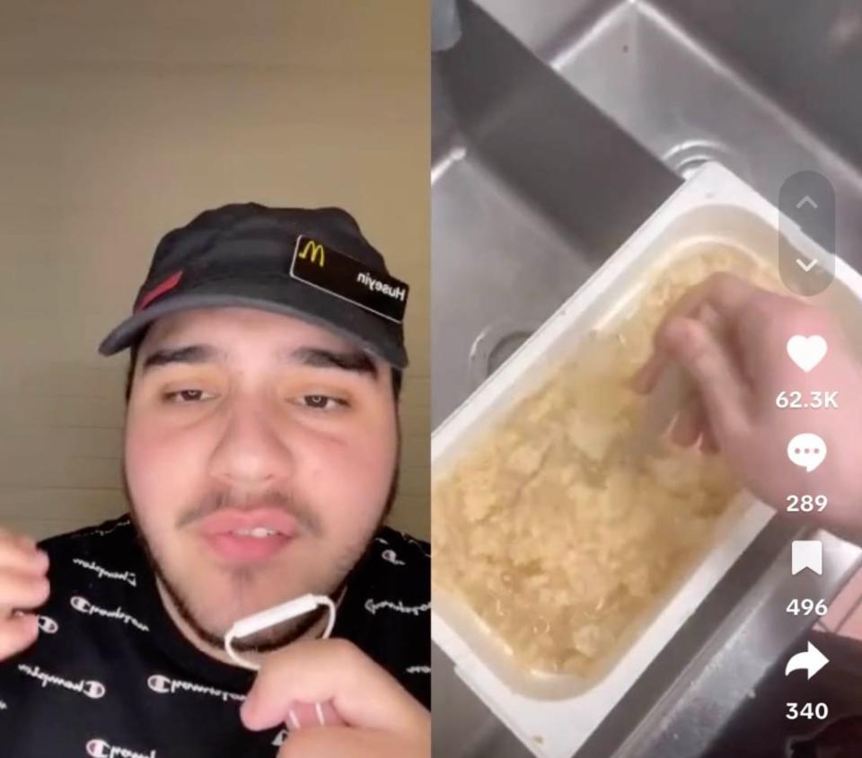 McDonald’s employees are broadcasting previously unknown manner in which the hamburger hub prepares its onions. TikTok/tiktokhuss