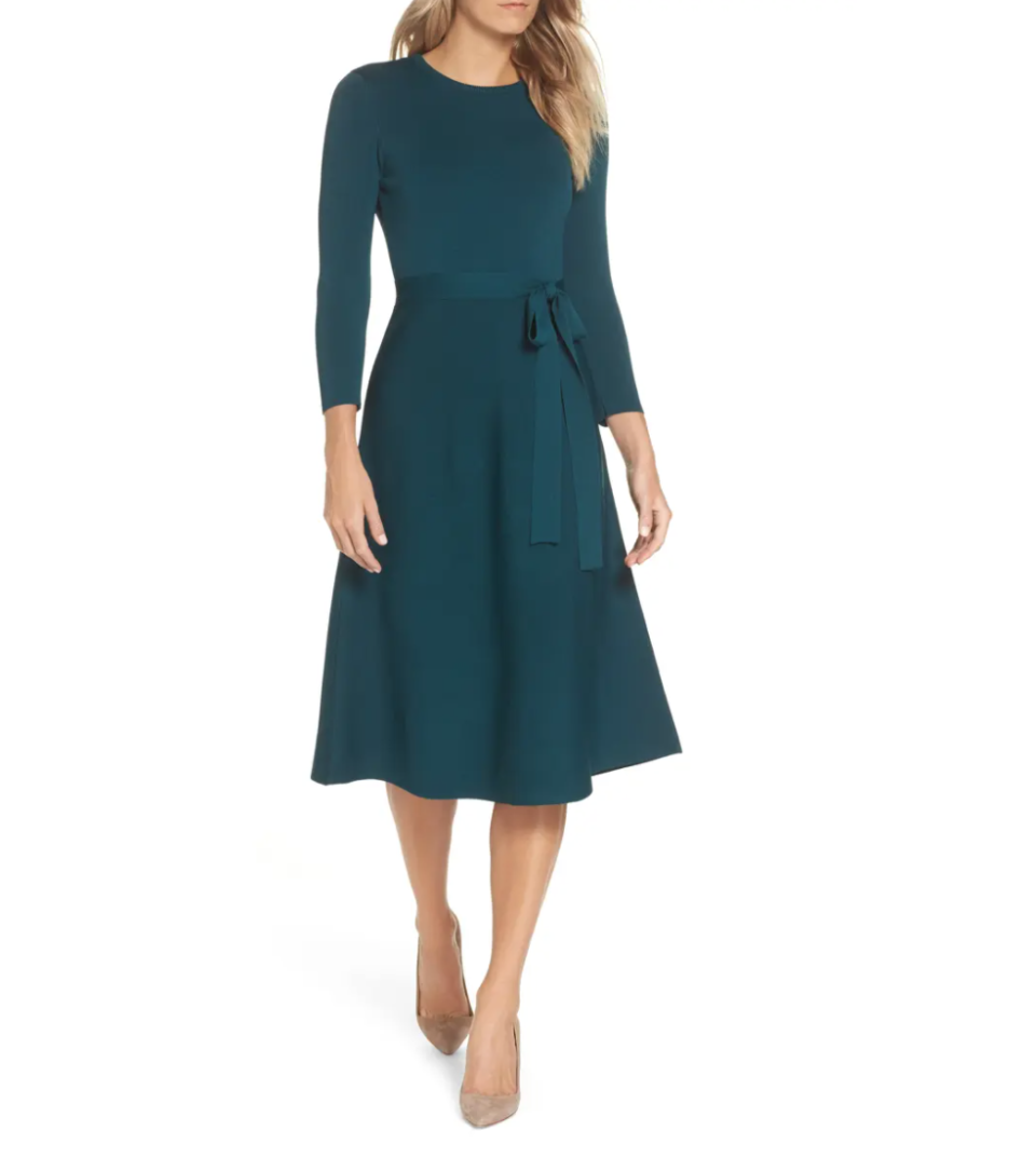 Eliza J Fit & Flare Sweater Dress. Image via Nordstrom.