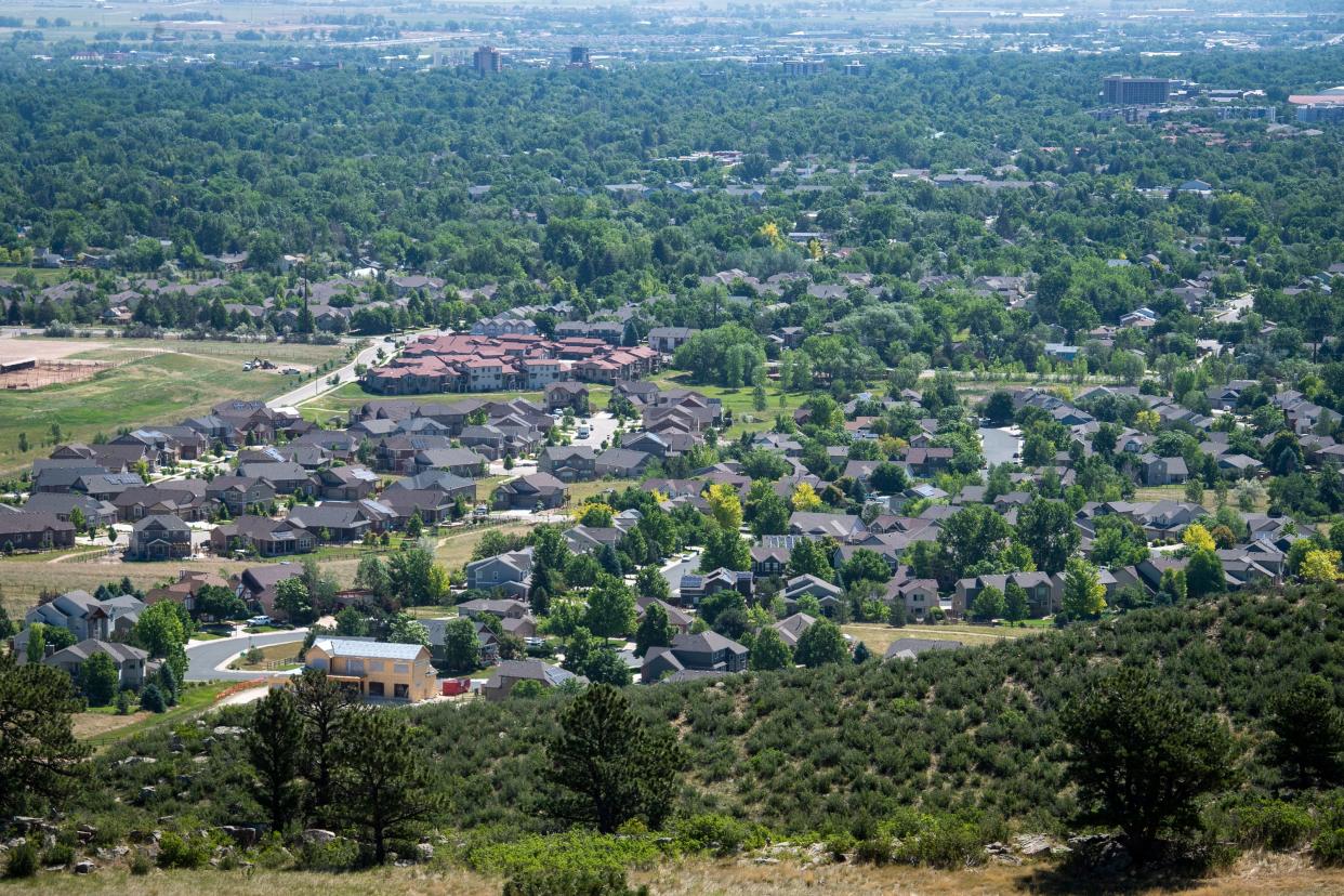 Residential homes are pictured from the top of Centennial Drive west of Fort Collins on June 15.