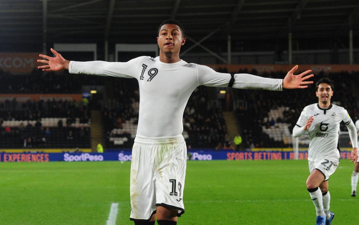 Rhian Brewster celebrates scoring against Hull -  Athena Pictures/Getty Images