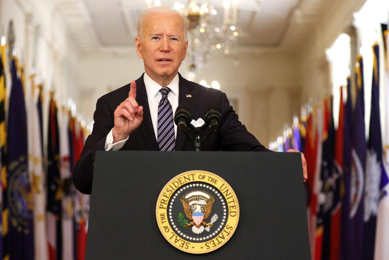 President Biden delivers a primetime address to the nation from the East Room of the White House on Thursday.