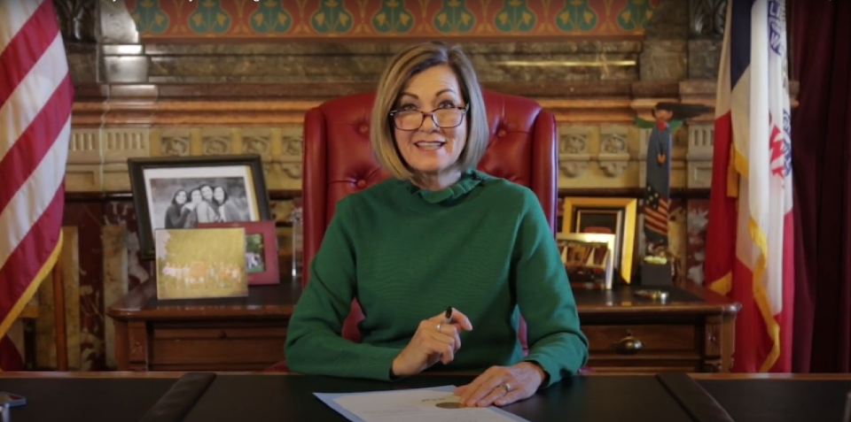 Gov. Kim Reynolds pardoned two turkeys via video message on Nov. 22, 2022