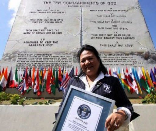A building-sized edifice carved with the Bible's Ten Commandments was unveiled Wednesday in the Philippines, making it the largest tablet of its kind, according to Guinness World Records