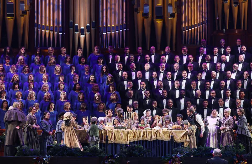 Actors perform with the Tabernacle Choir at Temple Square and Orchestra at Temple Square during their annual Christmas Concerts at the Conference Center in Salt Lake City on Thursday, Dec. 14, 2023. | Jeffrey D. Allred, Deseret News