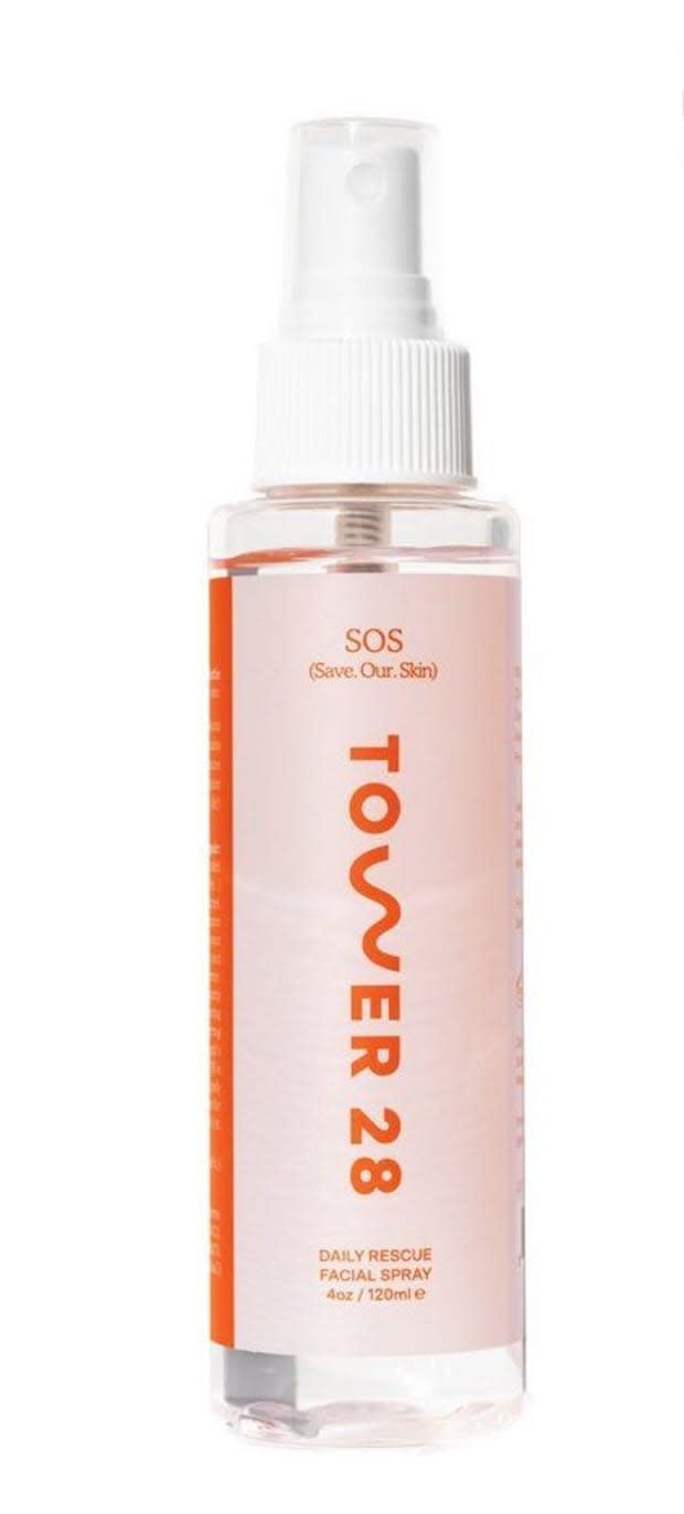 <p>Tower 28 SOS Daily Rescue Facial Spray, $28, <a href="https://shop-links.co/1746870816292037788" rel="nofollow noopener" target="_blank" data-ylk="slk:available here;elm:context_link;itc:0;sec:content-canvas" class="link ">available here</a>.</p>