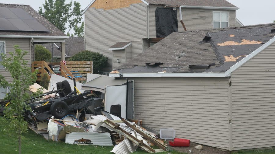 A photo of tornado damage in Comstock Park on Aug. 24, 2023. (WOOD TV8 file)