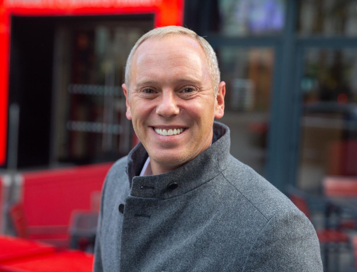 Criminal Barrister and television personality, Rob Rinder, in Leicester Square, London. He hosts Channel 4 show 'The Rob Rinder Verdict'.