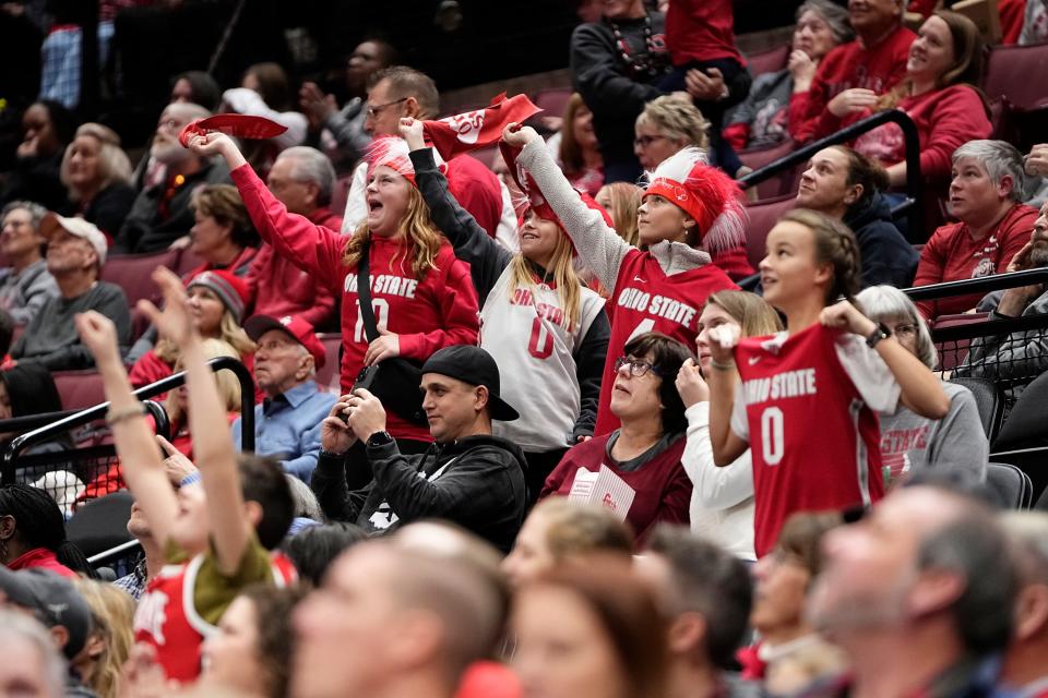 Ohio State fans cheer during the first half of OSU's 90-55 win over Rutgers earlier this month.