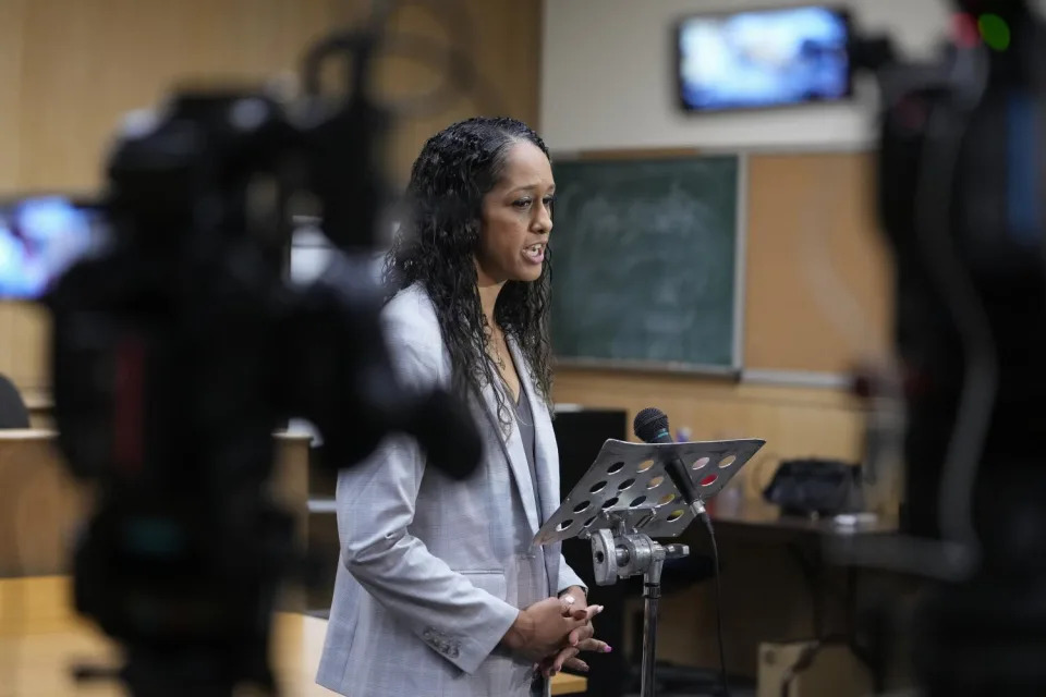 San Francisco District Attorney Brooke Jenkins speaks at a news conference